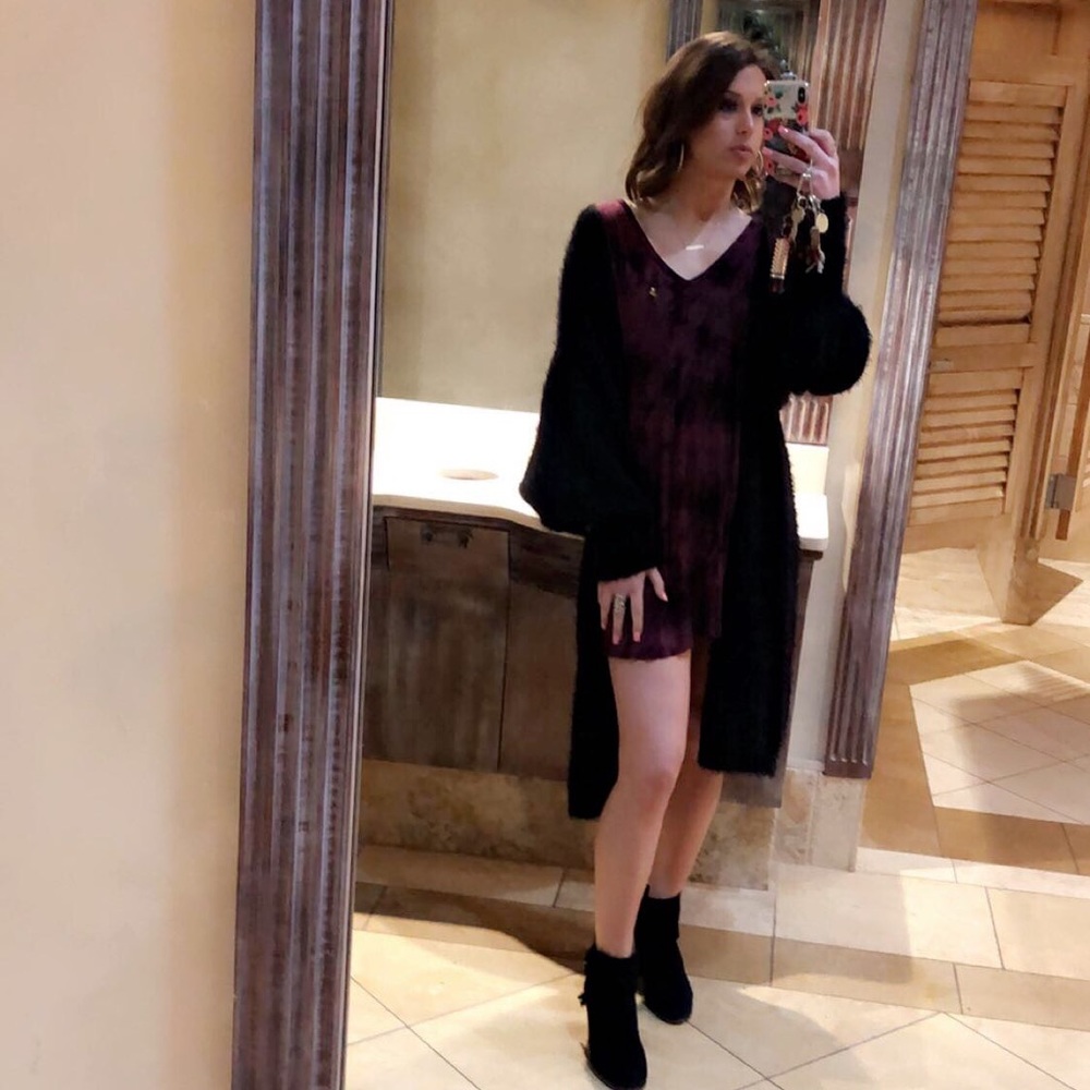Maroon and black dress